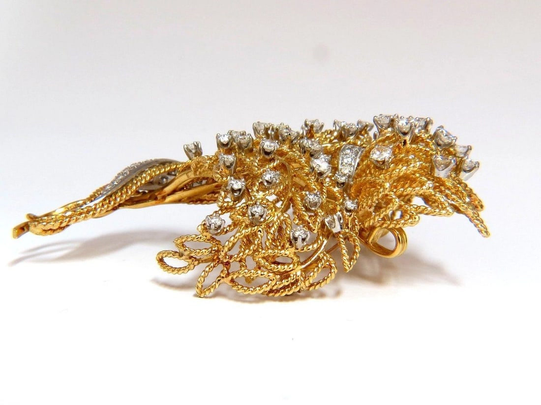 10ct natural diamonds neoclassical brooch 18kt gold platinum Ref 12316** - 5