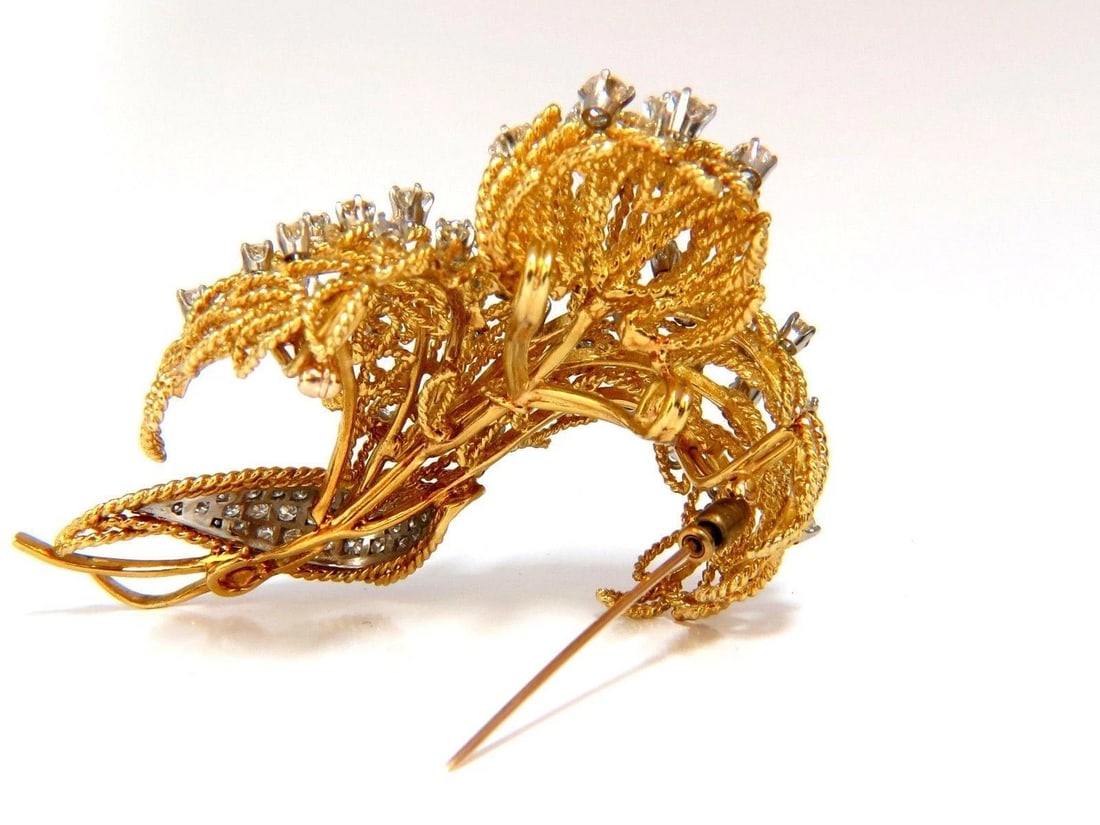 10ct natural diamonds neoclassical brooch 18kt gold platinum Ref 12316** - 7