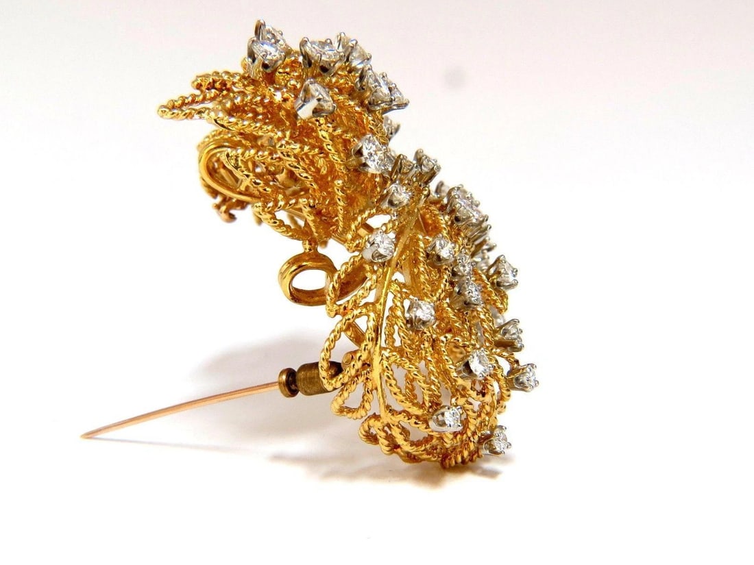 10ct natural diamonds neoclassical brooch 18kt gold platinum Ref 12316** - 9