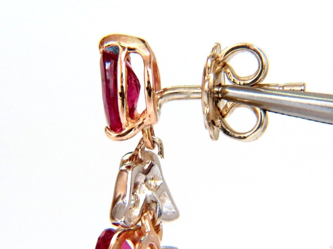10.88ct Natural Red No Heat Ruby Diamond Dangle Earrings 18kt Unheated 12306** - 7