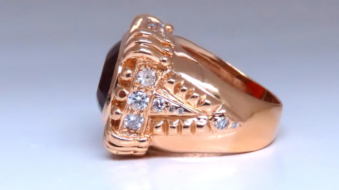 Natural Spessartite Diamonds Ring Bead Goth Stud 14Kt Gold Ref 12297 - 4