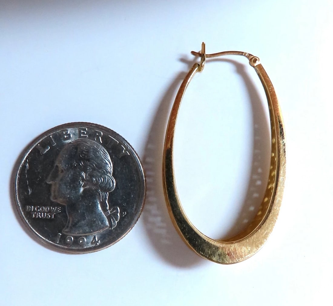 Elongated Mesh Lever Clip Hoop Earrings 18kt gold** - 5