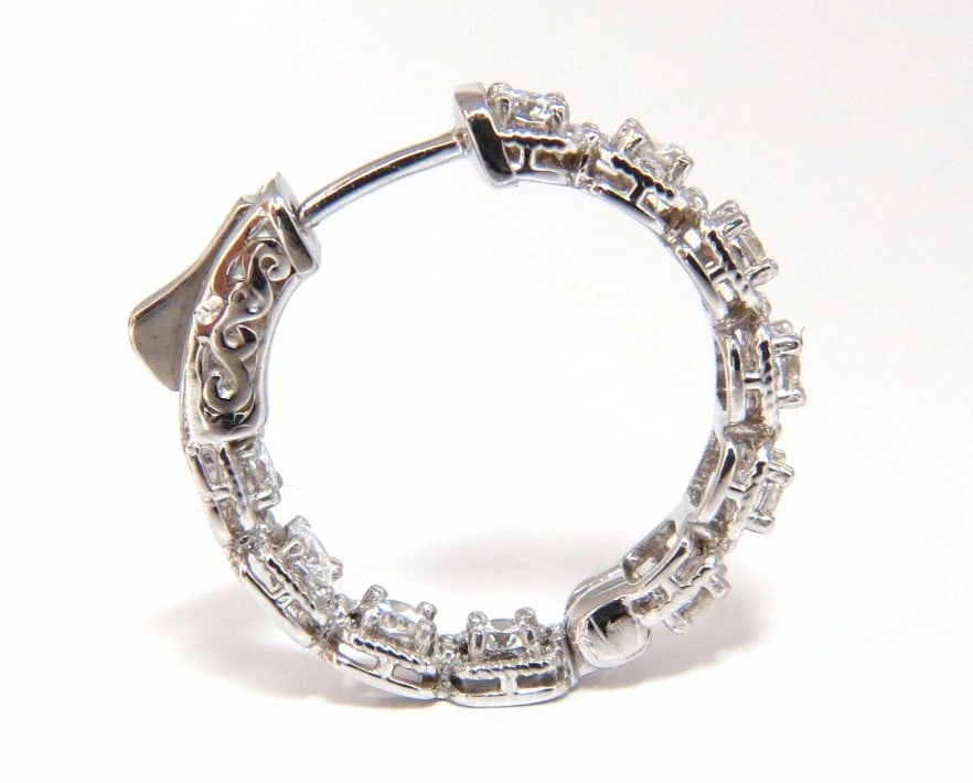 1.60ct natural round brilliant in/out diamond hoop earrings 14kt rope twist** - 4