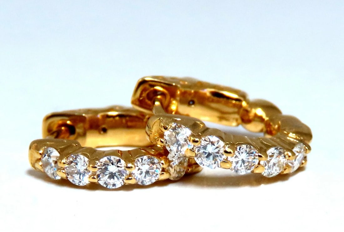 .50ct natural round diamonds inside out hoop earrings button 14 karat .5 inch** (1 of 5)