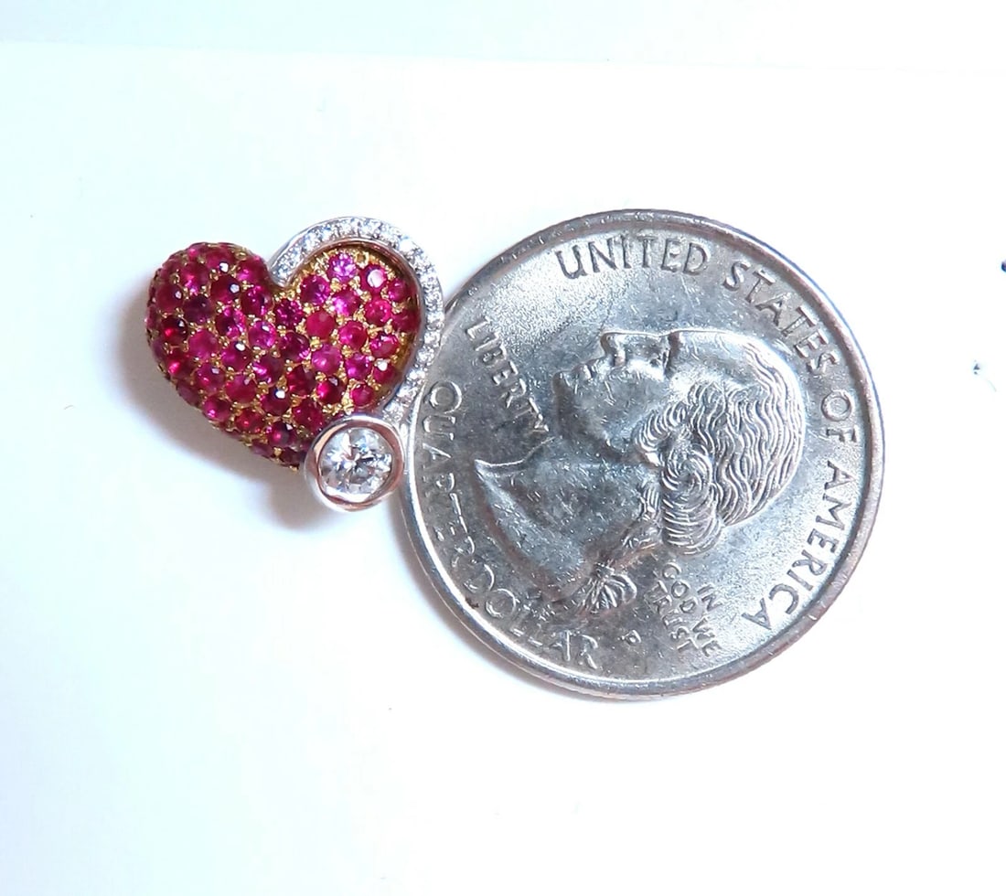 1.44ct natural Ruby diamonds heart earrings 14kt yellow gold** - 4