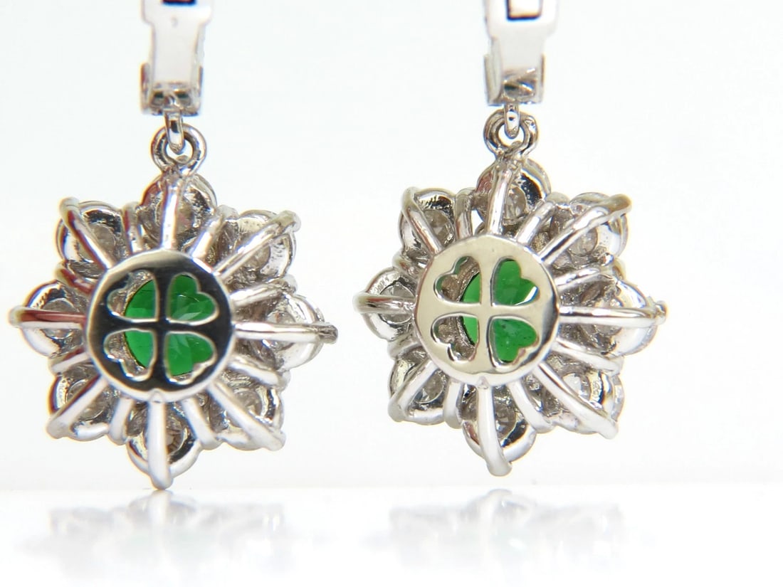 2.88CT NATURAL FINE GEM TSAVORITE DIAMOND DANGLE EARRINGS HOOP 14KT G/VS** - 7