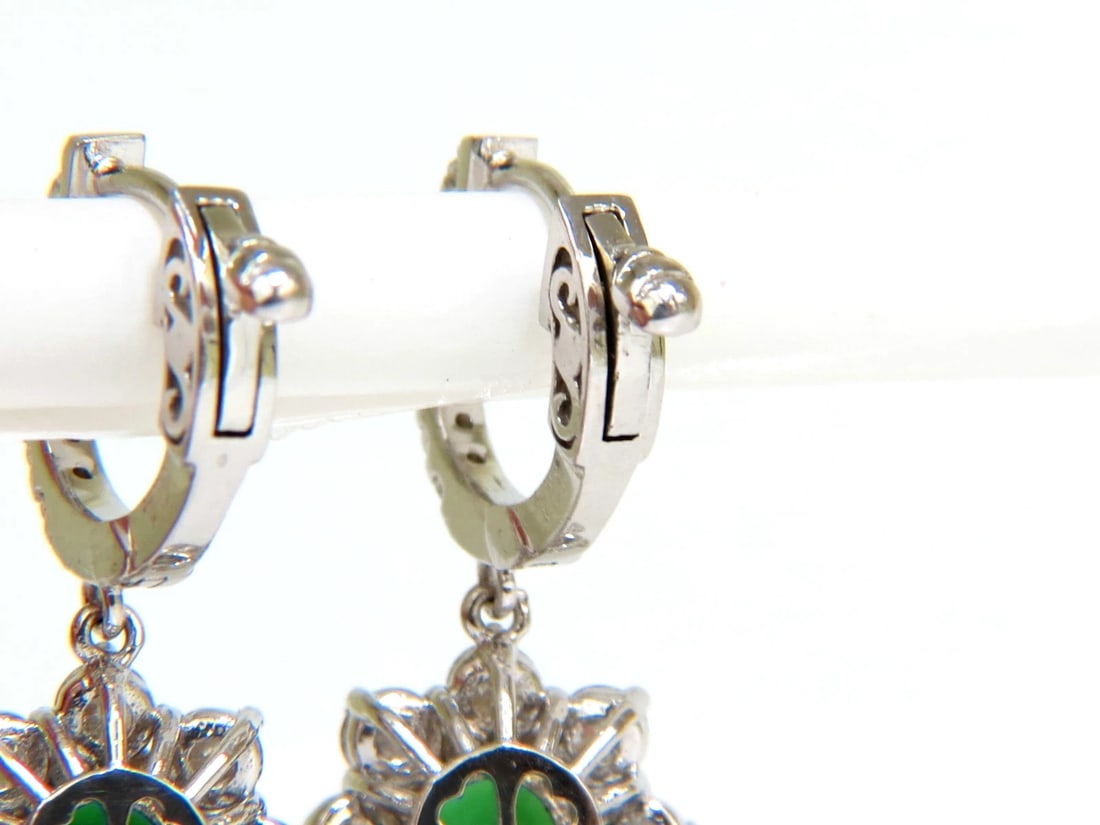 2.88CT NATURAL FINE GEM TSAVORITE DIAMOND DANGLE EARRINGS HOOP 14KT G/VS** - 8
