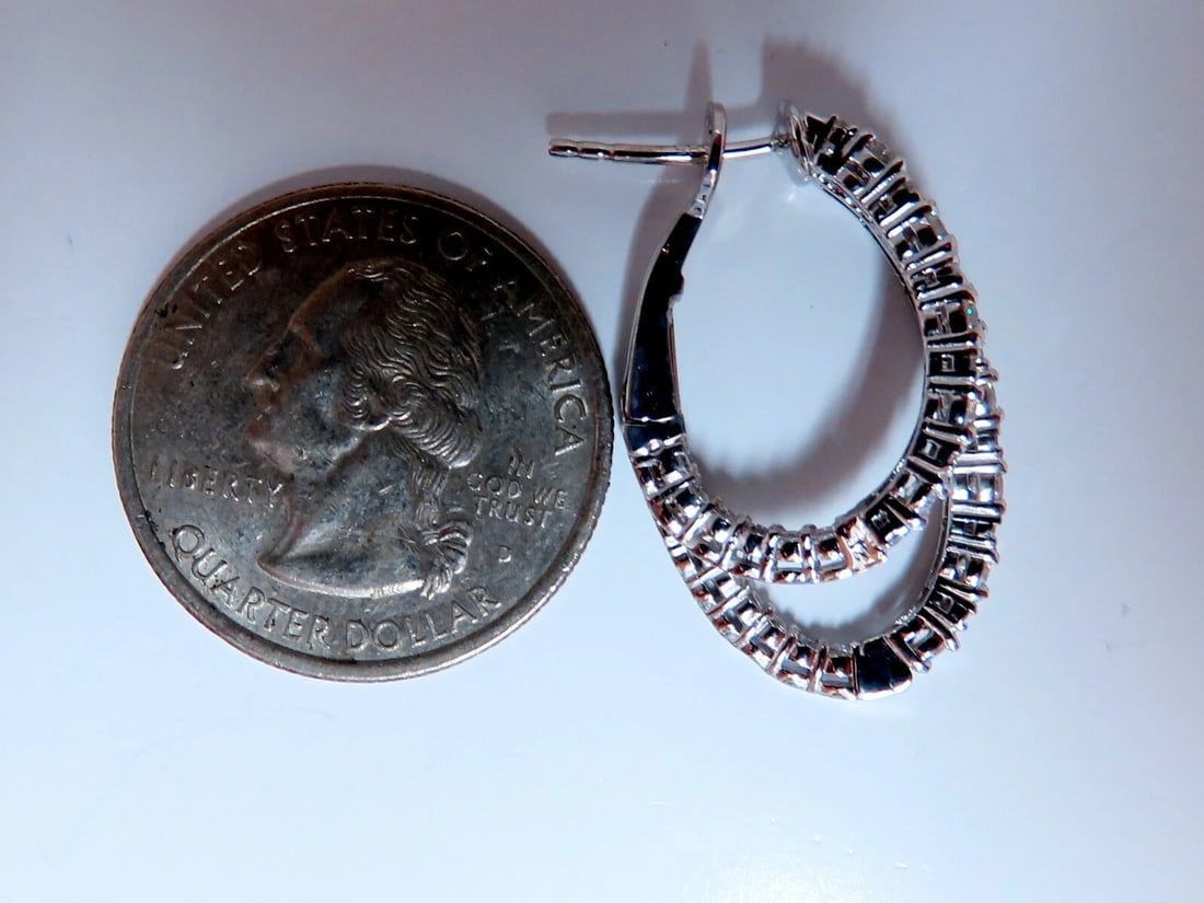 2.34ct Natural Double Hoop Diamond Earrings 14kt** - 5