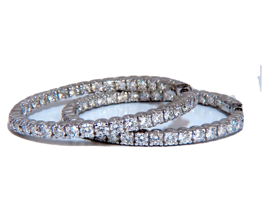 3.90ct Natural Round Diamond circle hoop earrings 14kt 40m share prong**: Title: 3.90ct Natural Round Diamond circle hoop earrings 14kt 40m share prong** Description: Natural diamond hoop earrings. Sharing prong design 3.90 carat round brilliant diamonds G color vs2 clarity