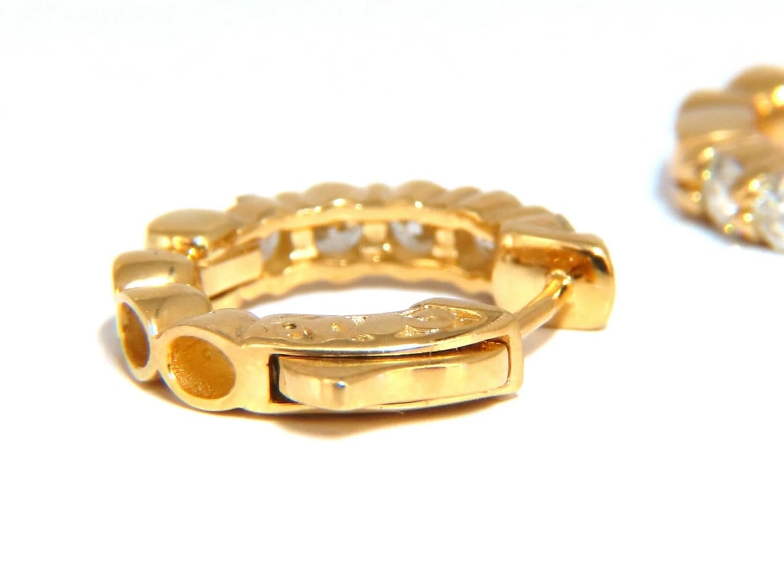 .88ct Natural Round Diamond mini hoop earrings 14kt yellow gold Dime** - 4