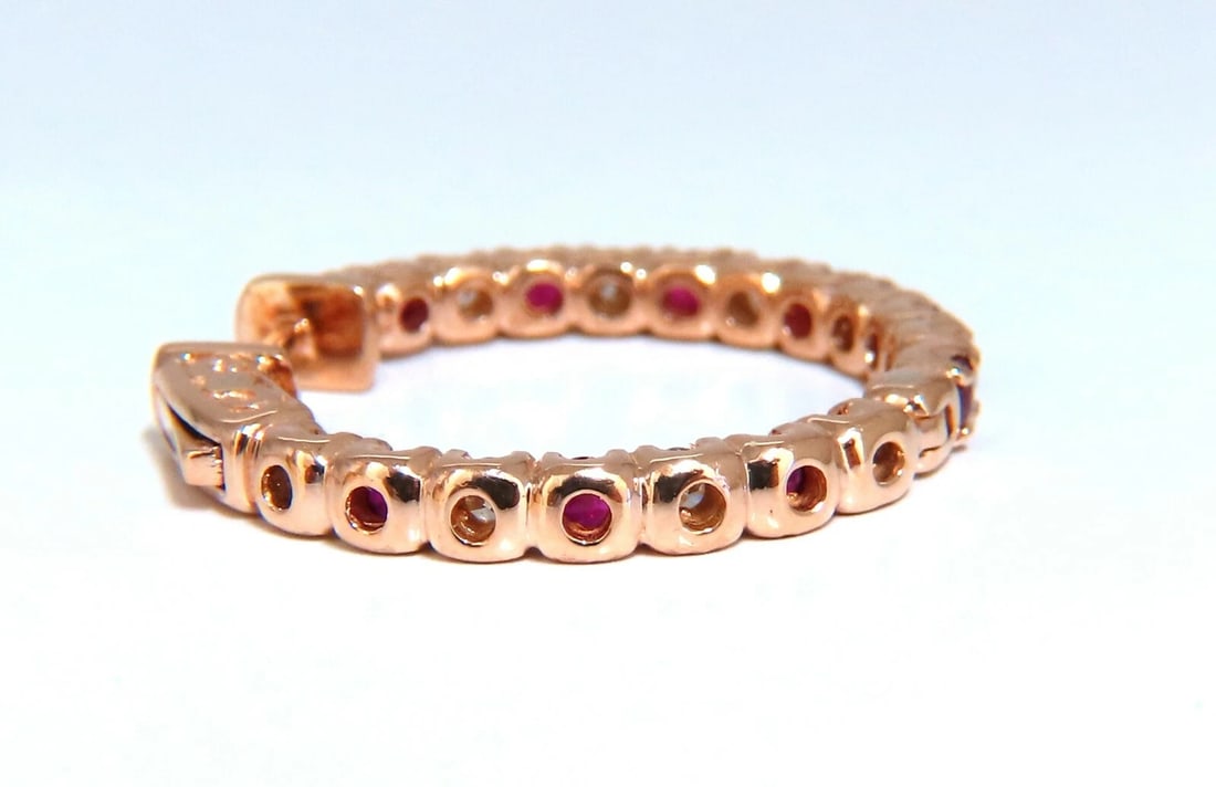 1.95ct natural Ruby diamonds hoop earrings 14kt rose gold inside out** - 5