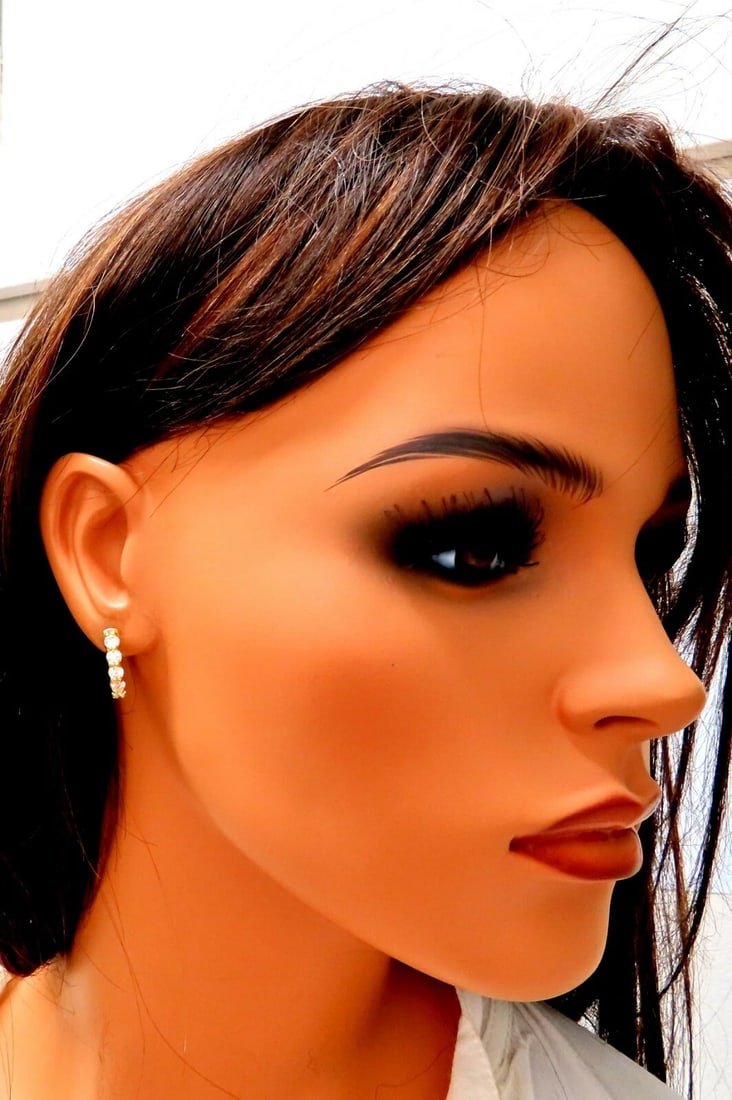 1.80ct Natural Round Diamond mini hoop earrings 14kt yellow gold Dime** - 2