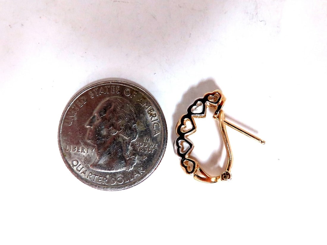 .10ct Natural Diamonds Semi Hoop Clip Earrings 14kt Gold Heart Profiles** - 3