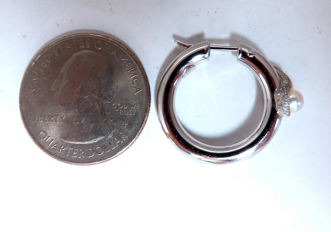 4mm Natural Fresh Water Pearl Hoop Earrings 14kt** - 5