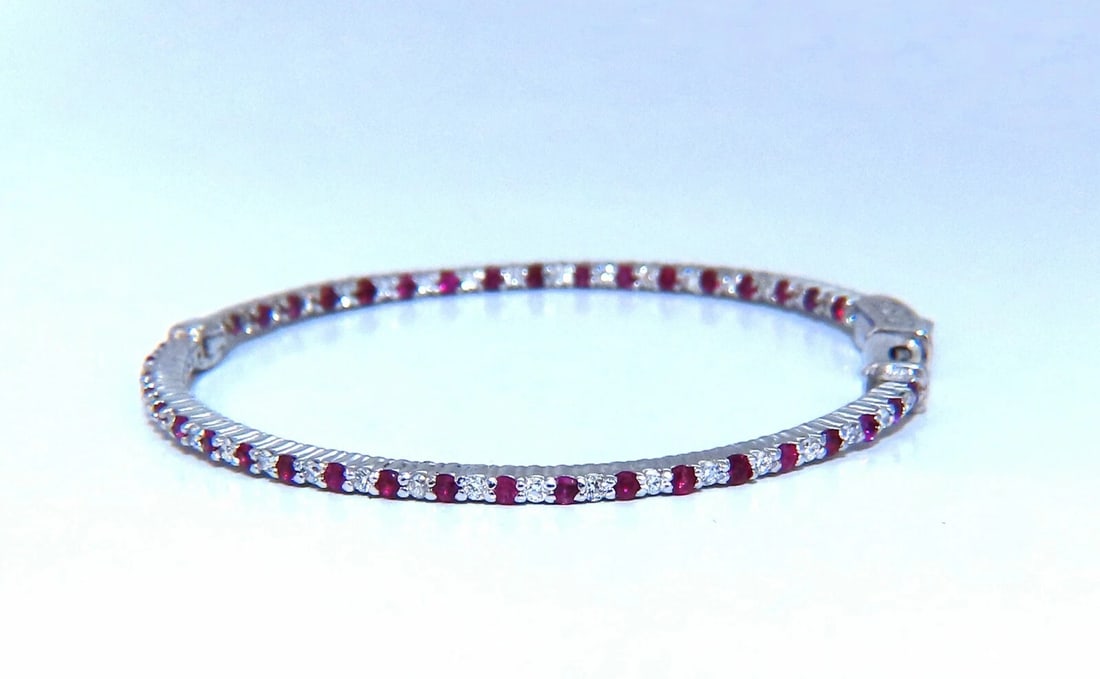 2.40ct natural Ruby diamonds hoop earrings 14kt white gold inside out 11579** - 5