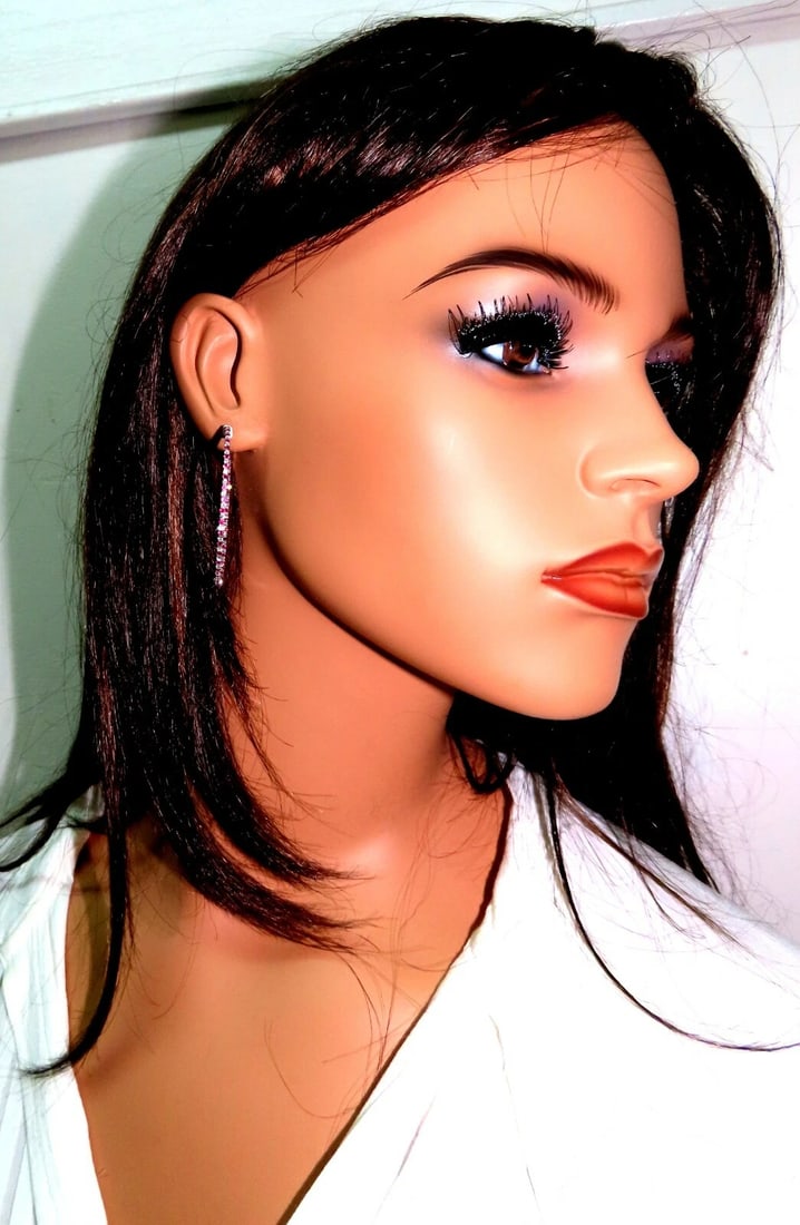 2.40ct natural Ruby diamonds hoop earrings 14kt white gold inside out 11579** - 7