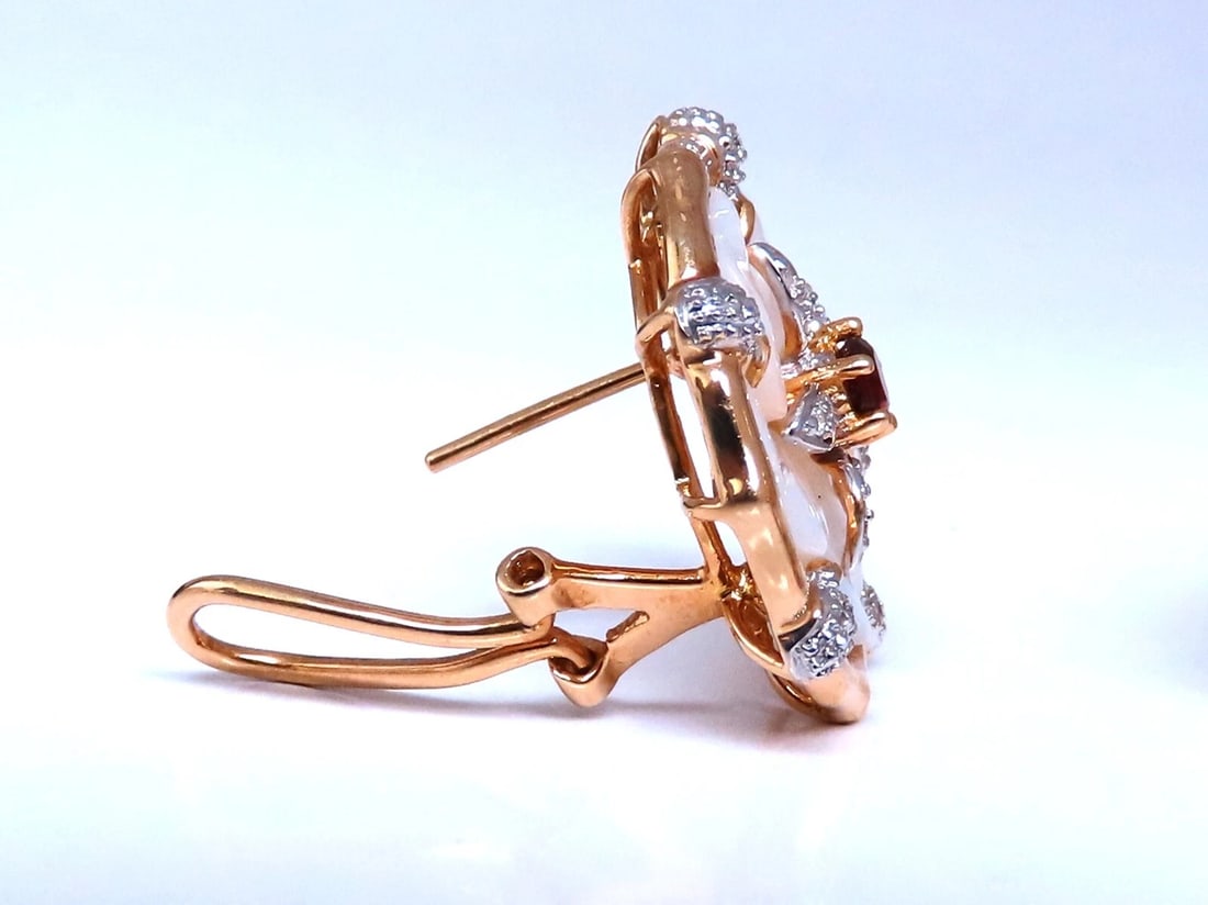 .30ct Natural Ruby Diamonds Mother of Pearl Cluster Stud Earrings 14kt Gold** - 2