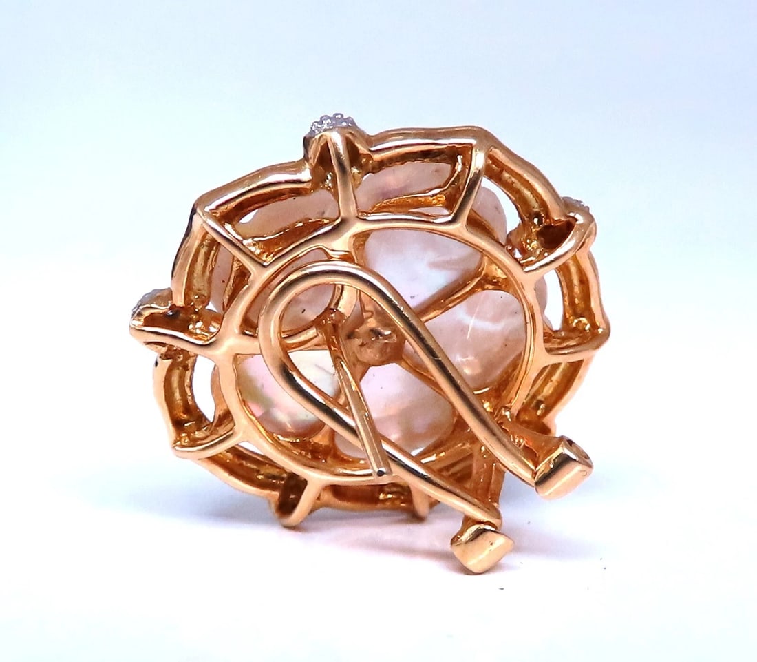 .30ct Natural Ruby Diamonds Mother of Pearl Cluster Stud Earrings 14kt Gold** - 3