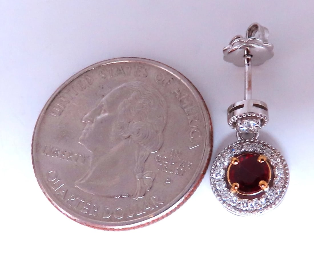 .95ct Natural Ruby Diamond Cluster Stud dangle earrings 14kt gold** - 2