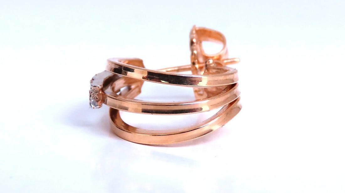 .06ct Natural diamond earrings 14kt yellow gold** - 4