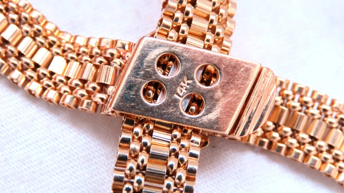 Adjustable Buckle Wrap Heavy 7 Tier Linked Necklace 14kt Gold 55.5 Gram** - 10