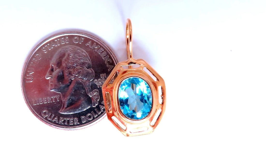 5.00ct Natural Blue Topaz Euro Wire Earrings 14kt Gold** - 2