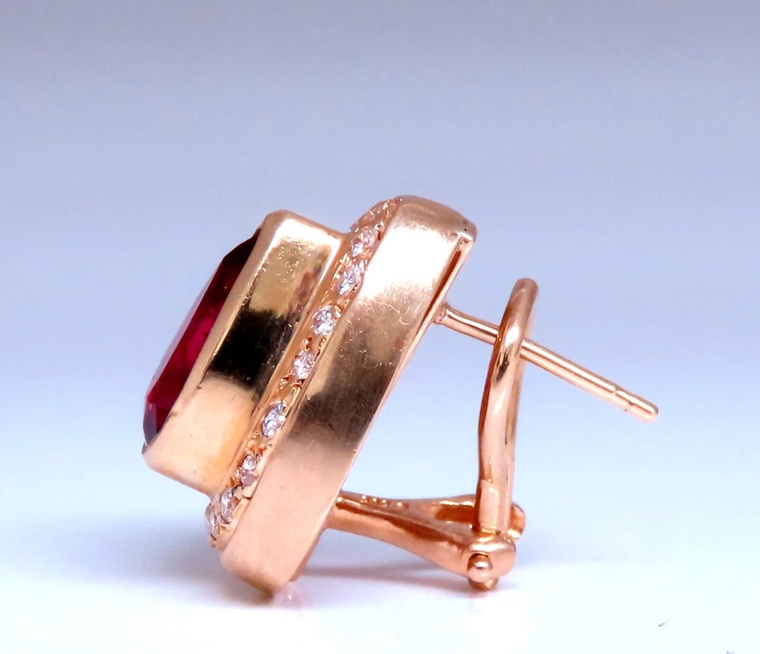 5.40ct Natural Pink Tourmaline Diamonds Earrings 14kt** - 2