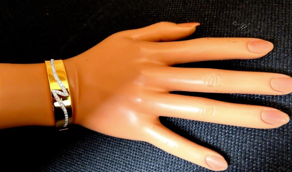 Natural Diamonds Lightning Initial N Z Bangle Bracelet 14kt** - 2