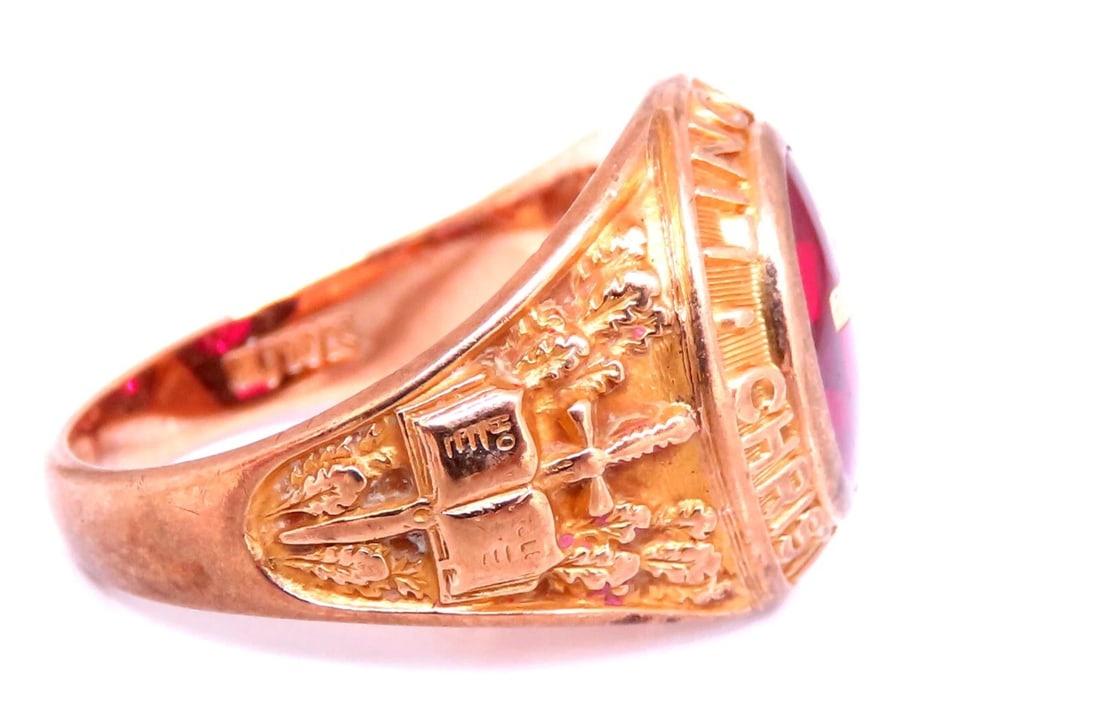 Lincoln College Mens Ring 10kt Cross Inlay** - 2