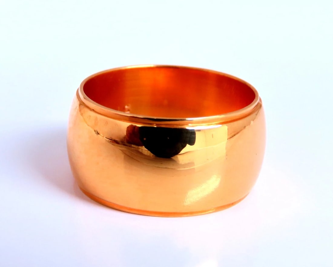 Wide Solid 9.5mm Band 14kt Gold Ring 6 LS** (1 of 3)