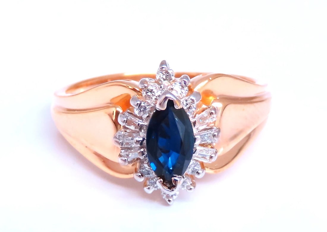 Sapphire Diamonds Standard Cathedral Ring 14kt** - 2