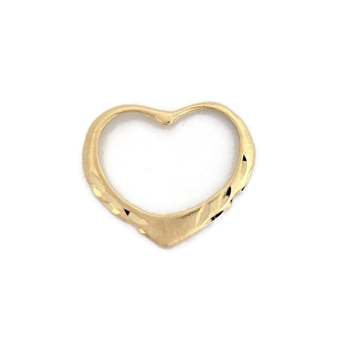 Vintage 1980's Open Heart Charm Necklace Pendant 14K Yellow Gold, .95 Grams (1 of 6)