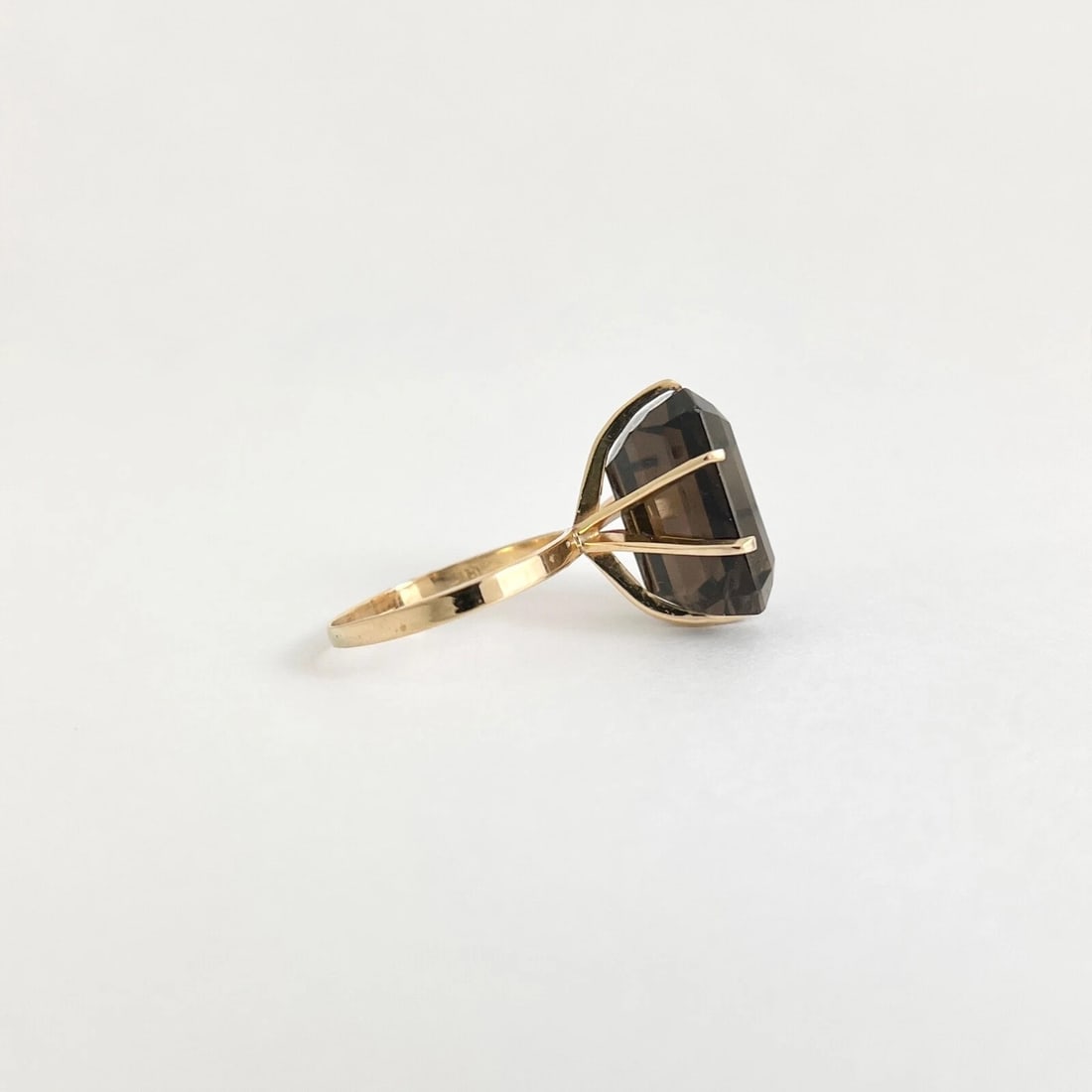 Vintage Brown Quartz Gemstone Cocktail Ring 18K Yellow Gold, 5.01 Grams - 6