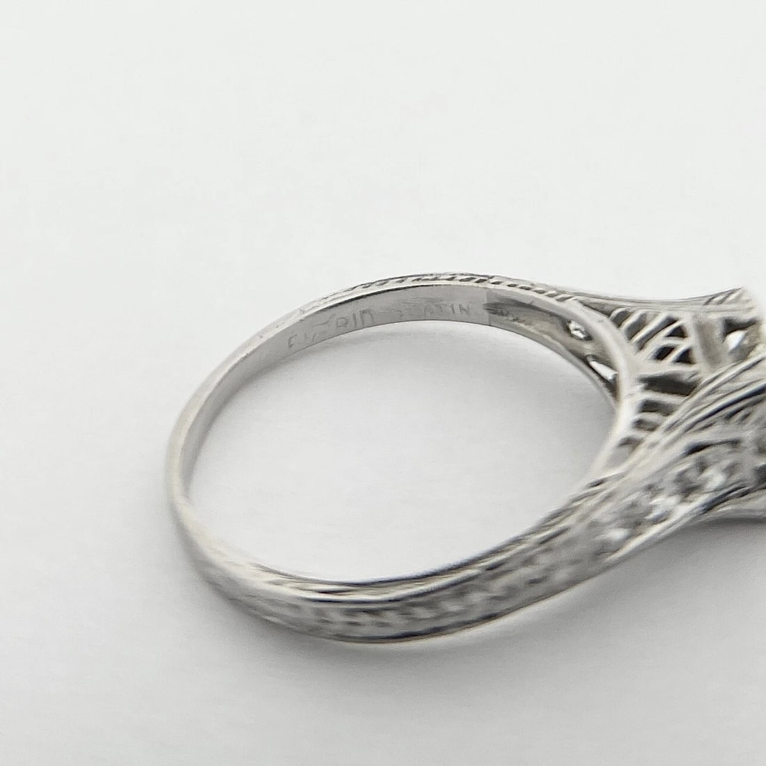 Vintage 1940's Etched Diamond Engagement Ring Platinum, .82 CTW, 3.40 Grams - 9
