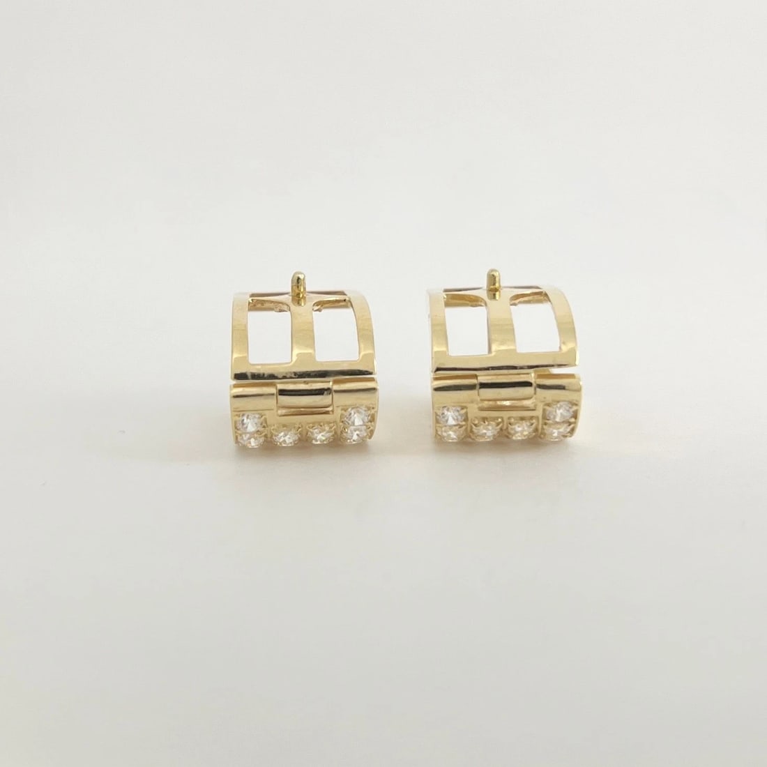 Vintage Pave CZ Cubic Zirconia Wide Huggie Earrings 14K Yellow Gold, 5.12 Grams - 6