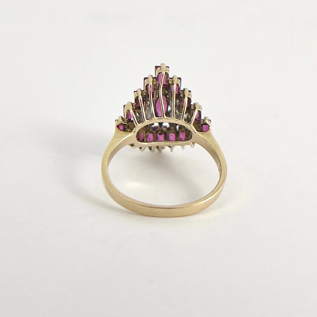 Vintage Tourmaline Diamond Pyramid Cocktail Ring 14K Yellow Gold, 4.21 Grams - 6