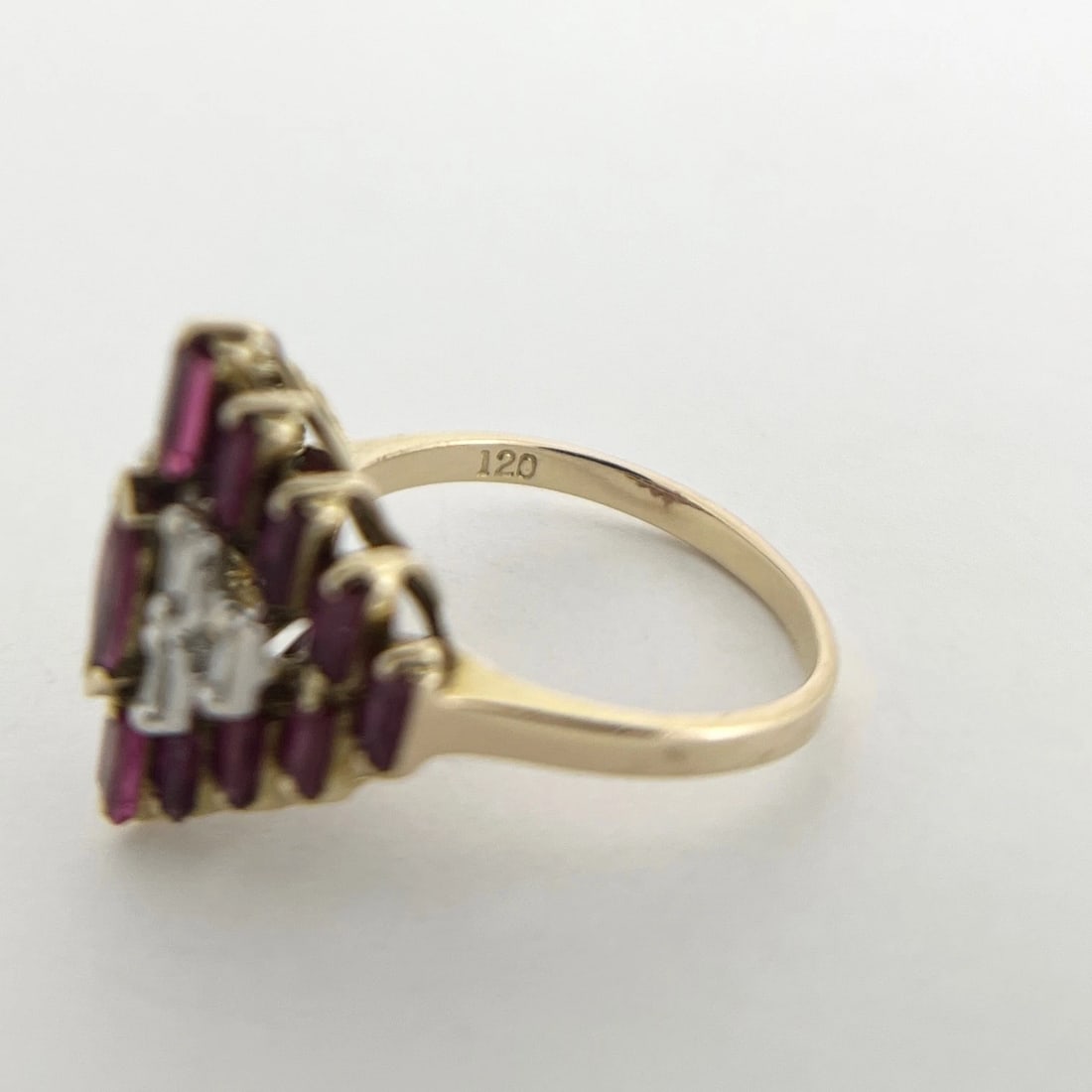 Vintage Tourmaline Diamond Pyramid Cocktail Ring 14K Yellow Gold, 4.21 Grams - 7