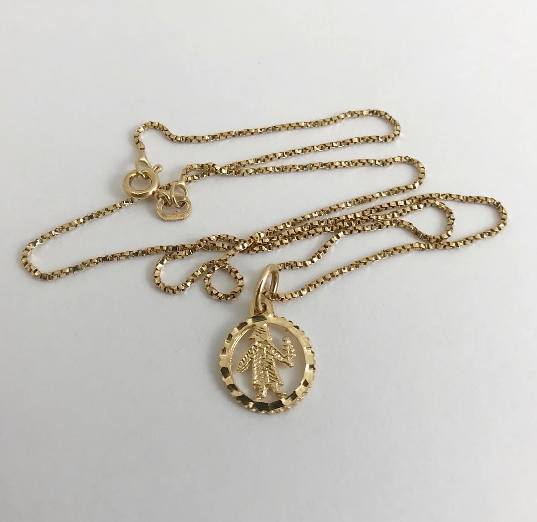 Vintage Arborist Tree Pendant Necklace 10K Yellow Gold 16 Inches, 2.44 Grams - 5