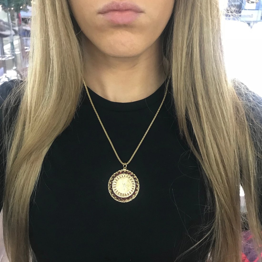 Vintage 1950's Red Spinel Gemstone Pendant Charm 13K Yellow Gold, 15.46 Grams - 3