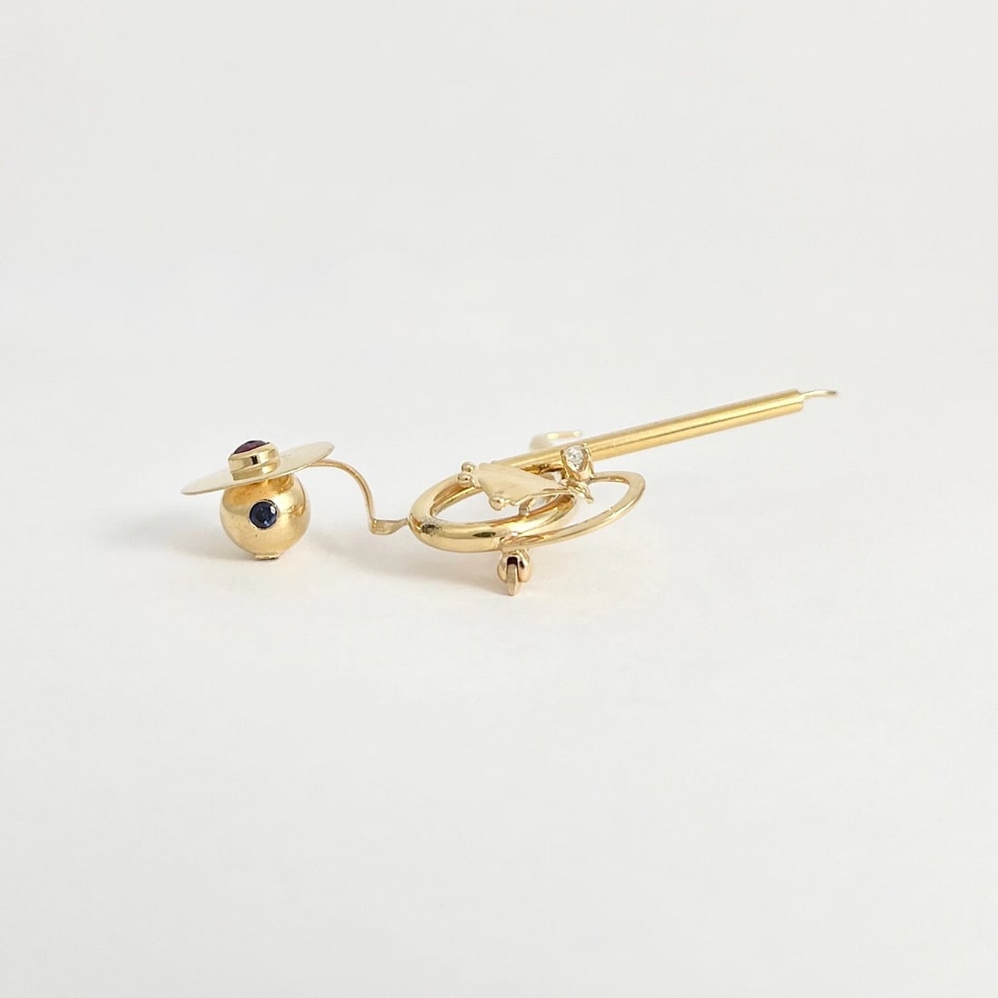 Vintage 1930's 1940's Forstner Asymmetrical Brooch Pin 14K Yellow Gold, 6.20 Gr - 7