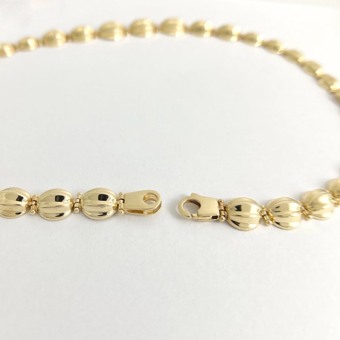Vintage Graduated Ribbed Round Link Chain Necklace 14K Yellow Gold, 28.62 Grams - 4