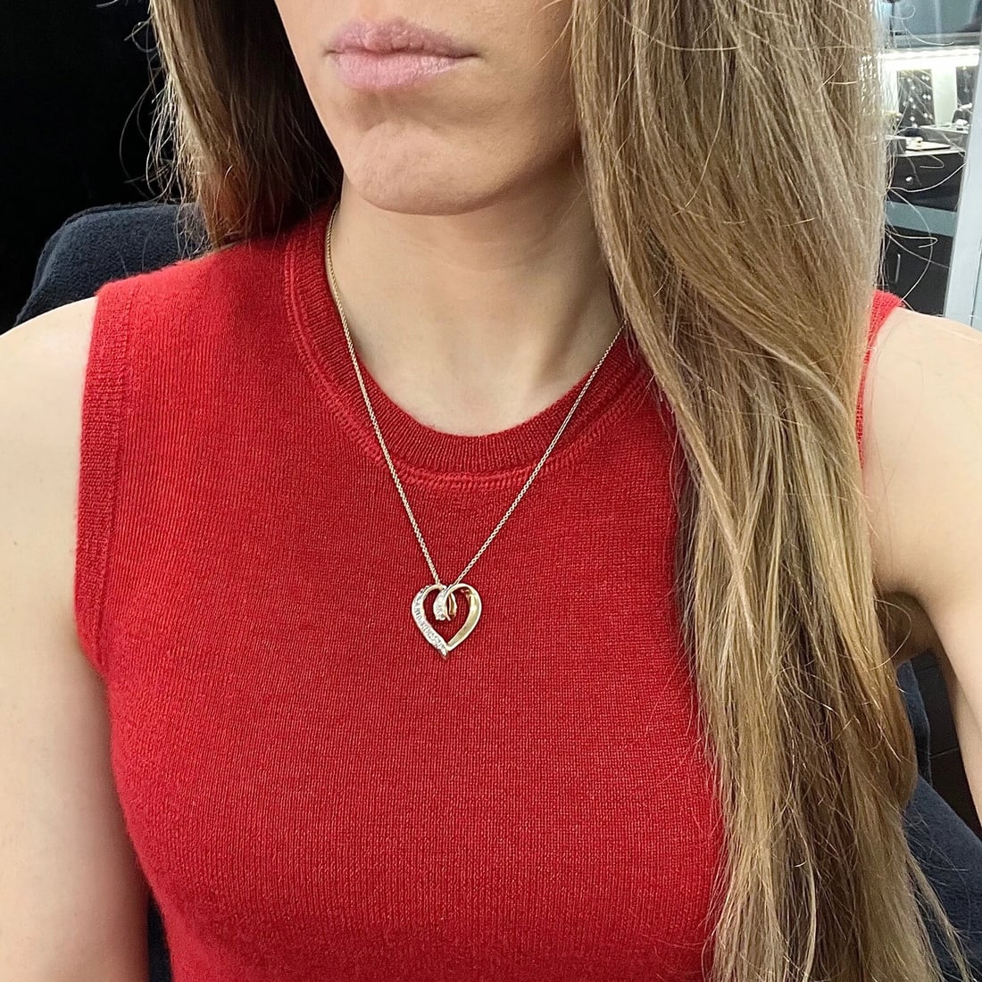 Vintage Baguette Half Diamond Heart Pendant Necklace 14K Yellow Gold, 6.20 Grams - 4