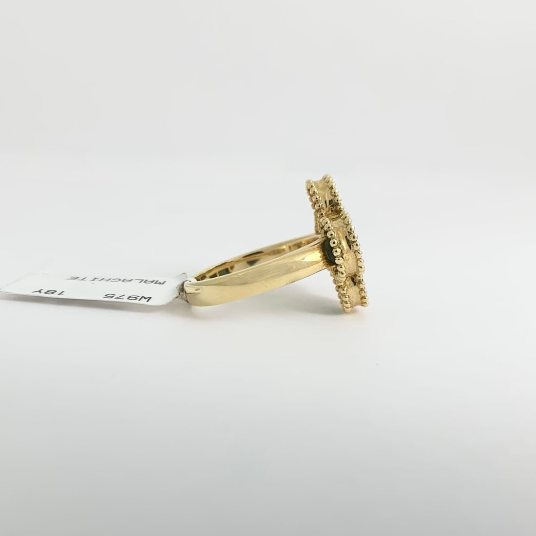 Green Malachite Clover Ring 18K Yellow Gold 6.38 Grams - 5