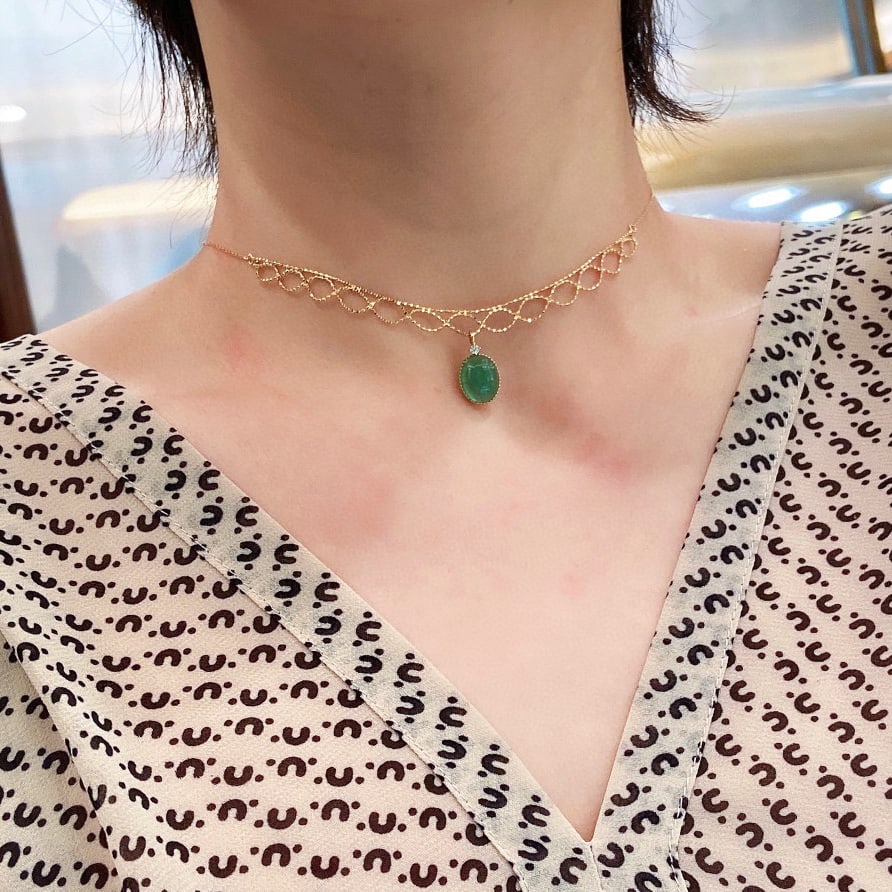 14K GOLD 2.53 CTW VIVID GREEN NATURAL EMERALD & DIAMOND NECKLACE - 5