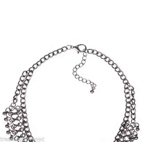 Bedouin Silver Tone Fringe Bib Necklace - 4