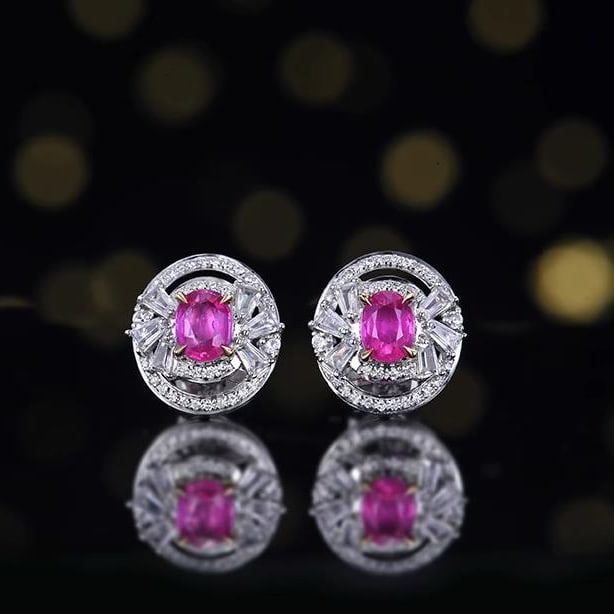 14K GOLD 1.06 CTW NATURAL SAPPHIRE & DIAMOND EARRINGS (1 of 4)