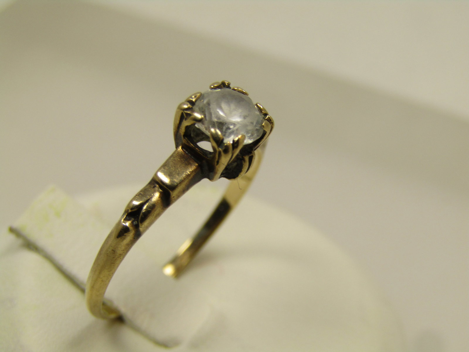 Vintage 10kt White Topaz Engagement Ring, Sz. 7, 1940's, .50 ctw - 3