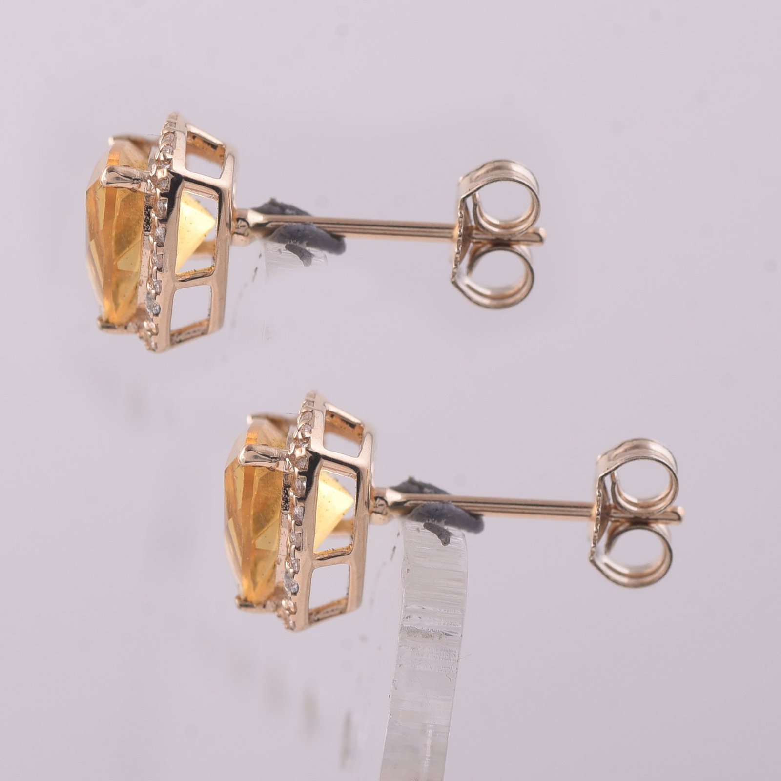 1.56 Ct Trillion Br.Fire Opal 9K Gold Earrings - 3