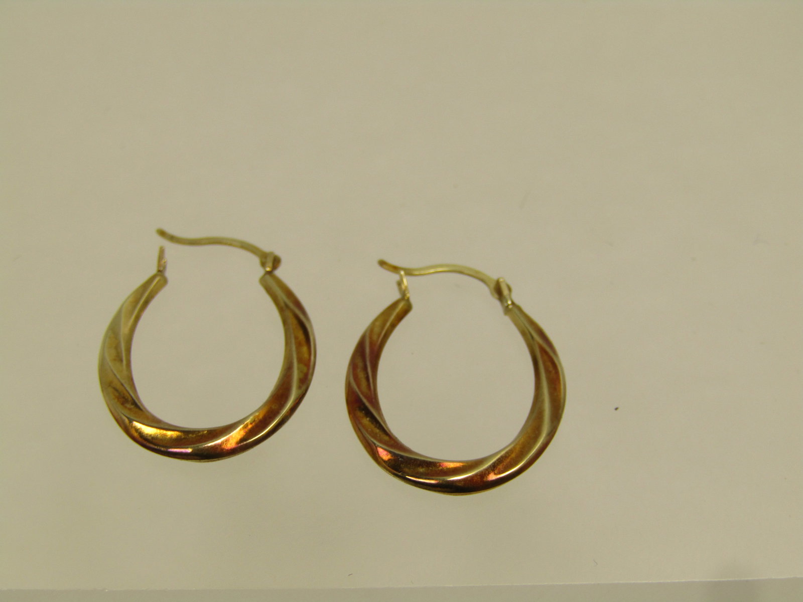 Vintage 10kt Gold Hoop Earrings, Pierced, 1970's-1980's, Signed ZA (1 of 4)