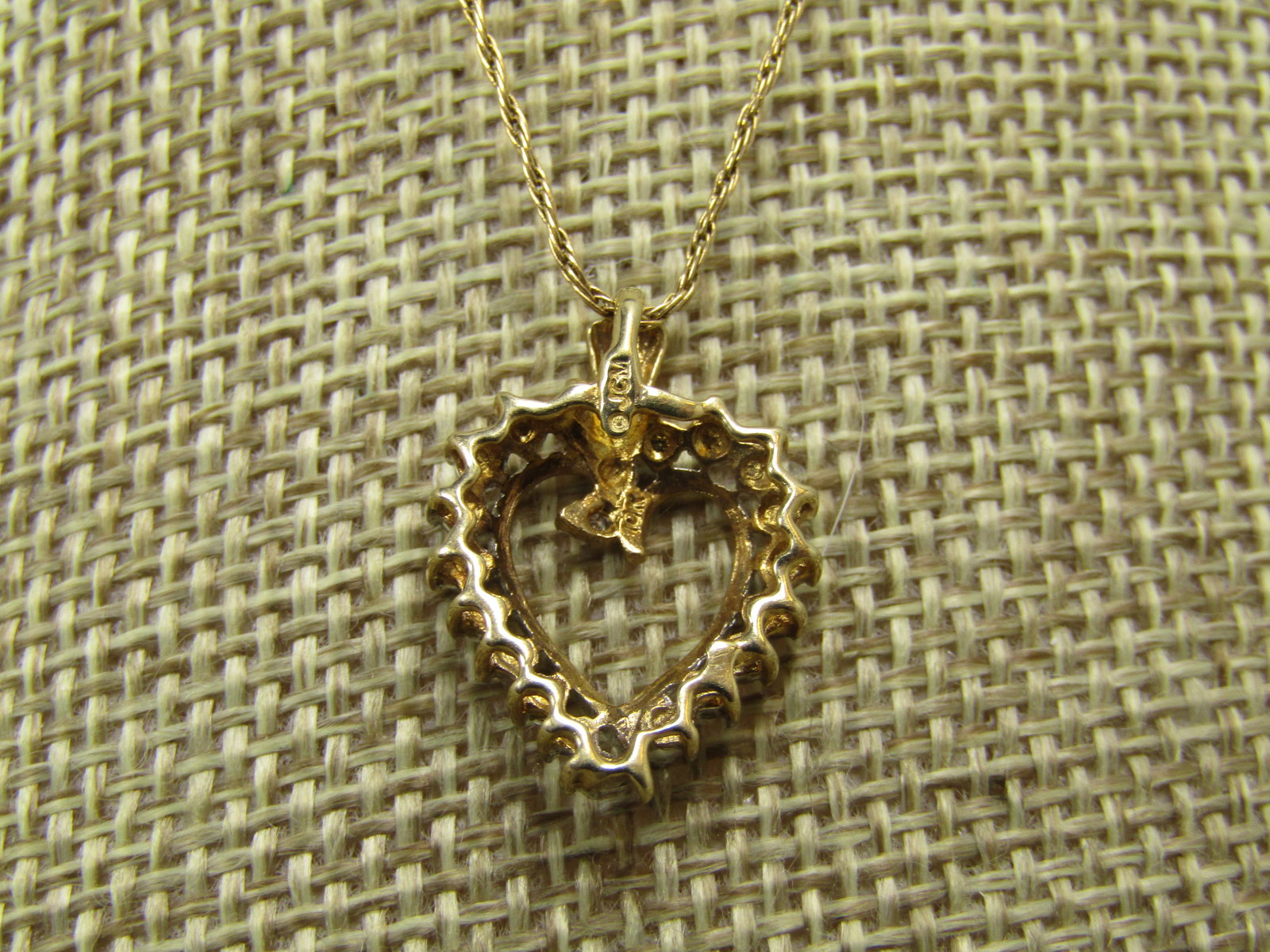 Vintage Diamond Heart Necklace, 19", Signed, 1970's-1980's - 4